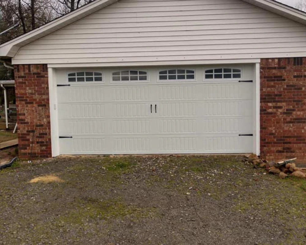 white residential garage door installed Conway AR